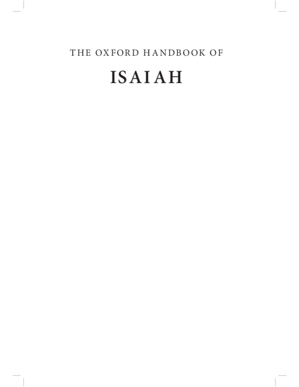 (PDF) Tiemeyer, The Oxford Handbook of Isaiah, Introduction and Table