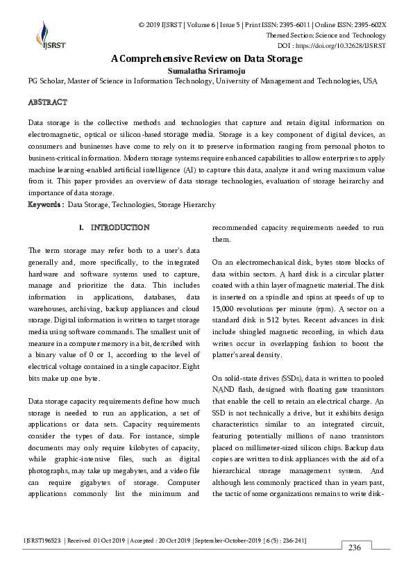 (PDF) A Comprehensive Review on Data Storage