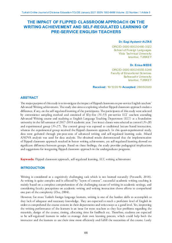 (PDF) THE IMPACT OF FLIPPED CLASSROOM APPROACH ON THE WRITING ...