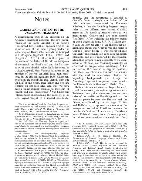 (PDF) Garulf and Guthlaf in the Finnsburg Fragment