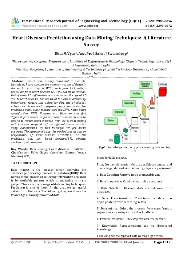 (PDF) IRJET- Heart Diseases Prediction using Data Mining Techniques: A ...