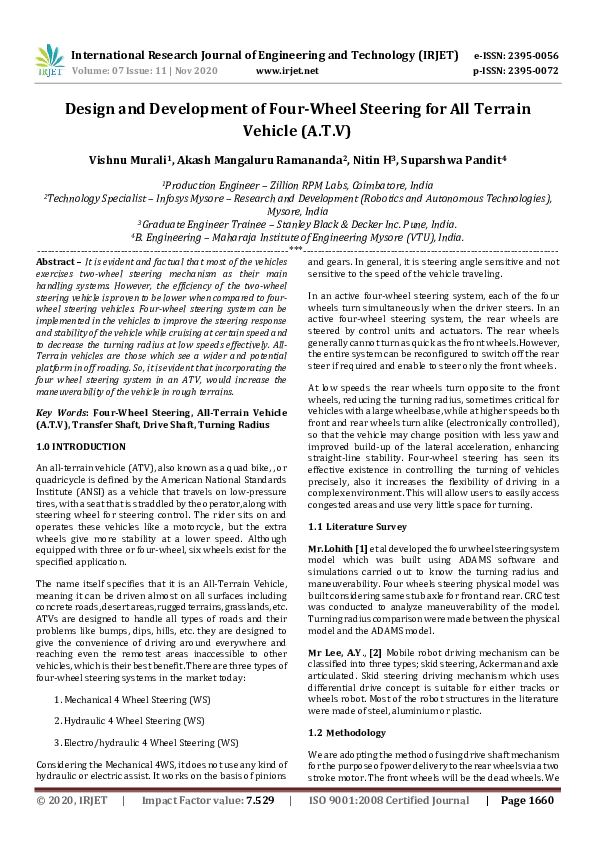 (PDF) IRJET- Design and Development of Four-Wheel Steering for All ...
