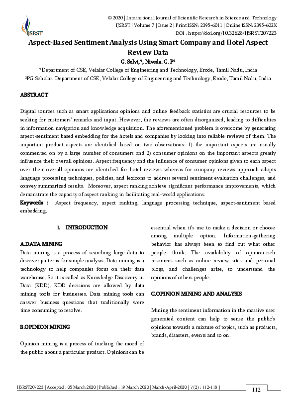 (PDF) Aspect-Based Sentiment Analysis Using Smart Company and Hotel ...