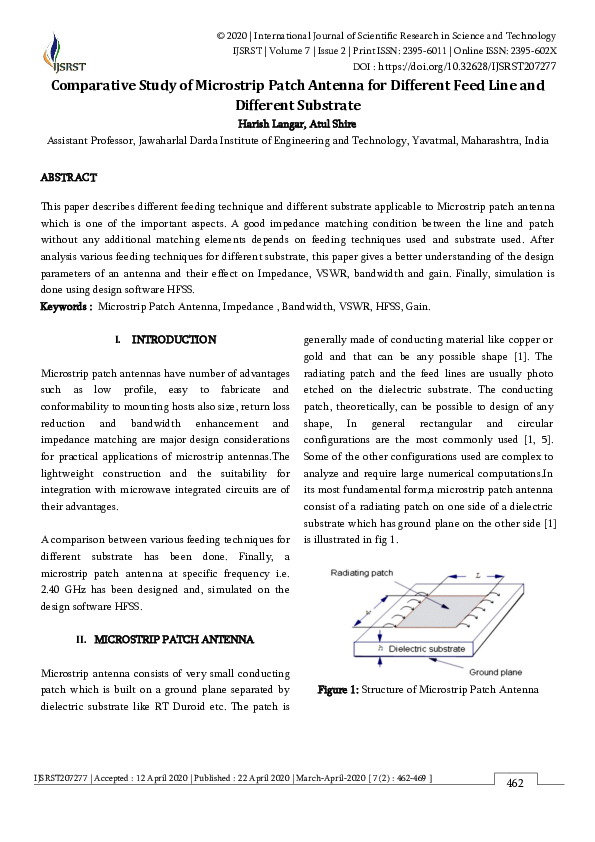 (PDF) Comparative Study of Microstrip Patch Antenna for Different Feed ...