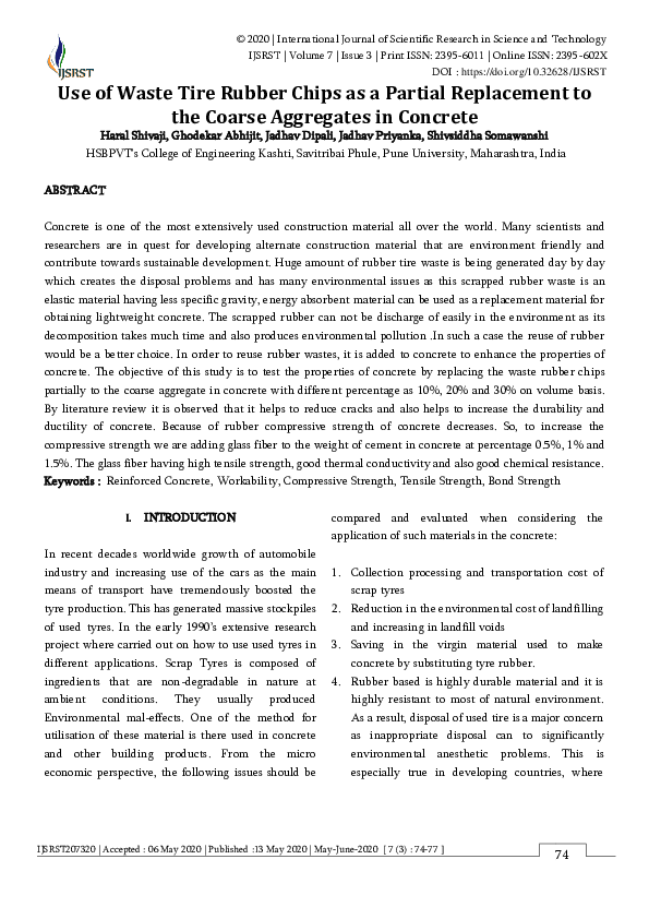 (PDF) Use of Waste Tire Rubber Chips as A Partial Replacement to The ...