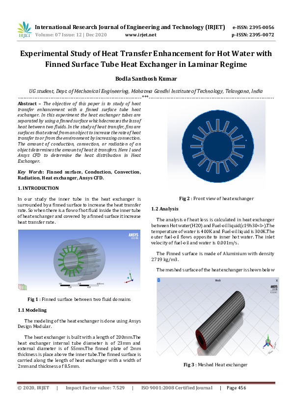 (PDF) IRJET- Experimental Study of Heat Transfer Enhancement for Hot ...