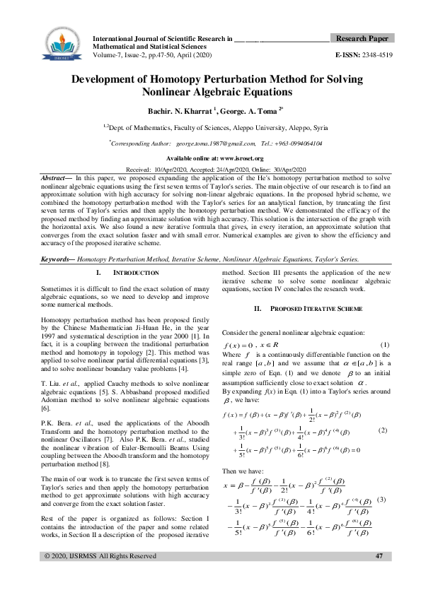 (PDF) Development of Homotopy Perturbation Method for Solving Nonlinear ...