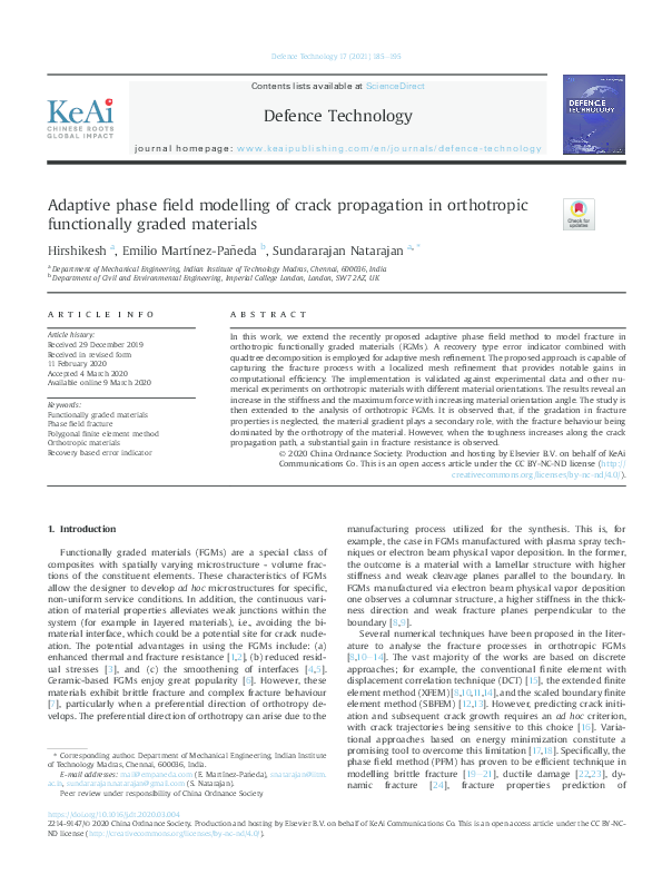 (PDF) Adaptive phase field modelling of crack propagation in ...