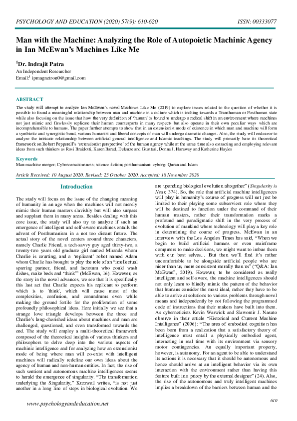 (PDF) Man with the Machine: Analyzing the Role of Autopoietic Machinic ...