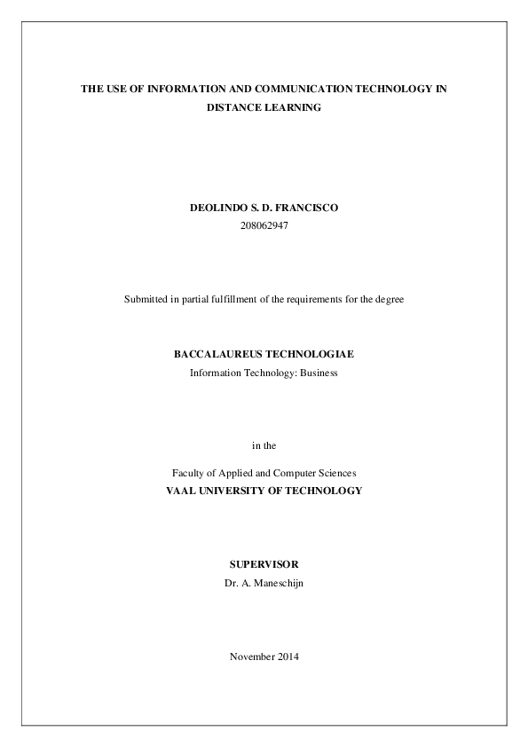 (PDF) THE USE OF INFORMATION AND COMMUNICATION TECHNOLOGY IN DISTANCE ...