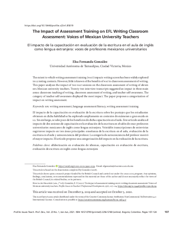 (PDF) The Impact of Assessment Training on EFL Writing Classroom ...