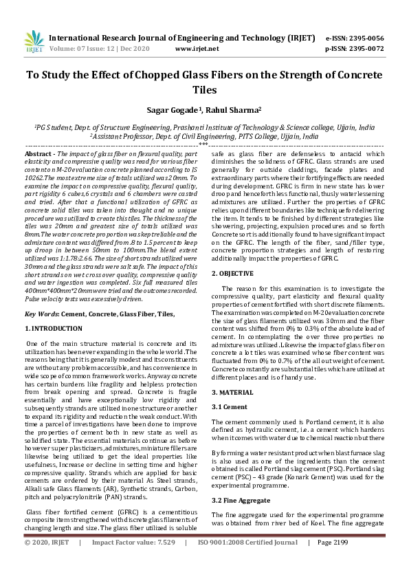 (PDF) IRJET- To Study the Effect of Chopped Glass Fibers on the ...