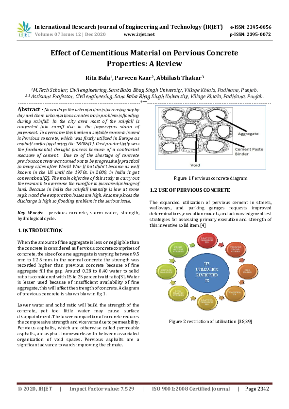 (PDF) IRJET- Effect of Cementitious Material on Pervious Concrete ...