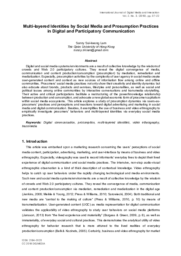 (PDF) Multi-layered Identities by Social Media and Prosumption ...