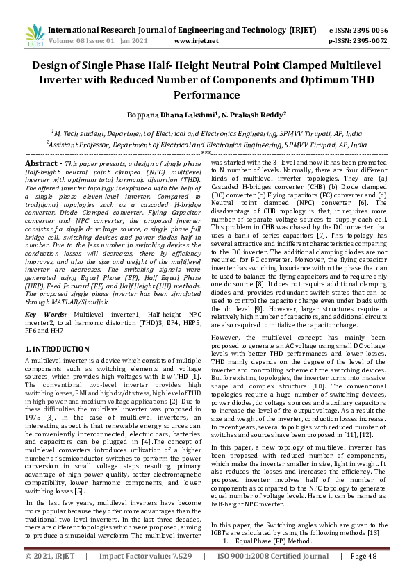 (PDF) IRJET- Design of Single Phase Half-Height Neutral Point Clamped ...