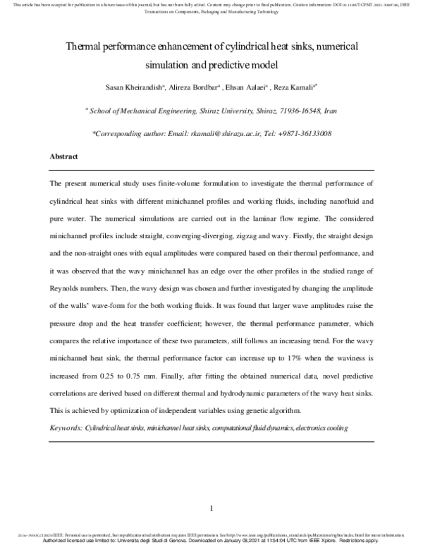 (PDF) Thermal performance enhancement of cylindrical heat sinks ...