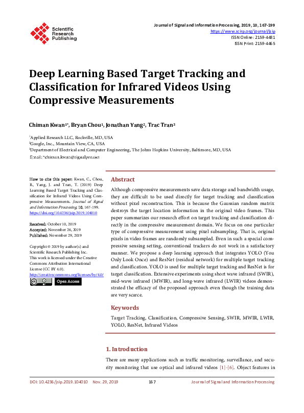 (PDF) Deep Learning Based Target Tracking and Classification for ...