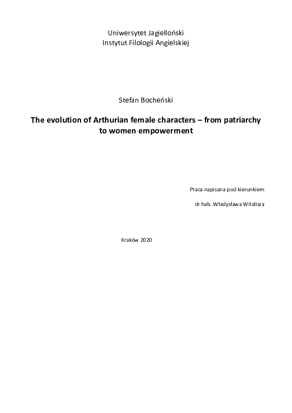 The evolution of Arthurian female characters - from patriarchy to women empowerment