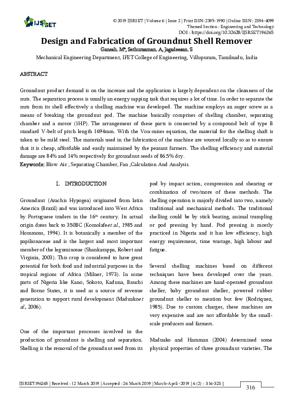 (PDF) Design and Fabrication of Groundnut Shell Remover