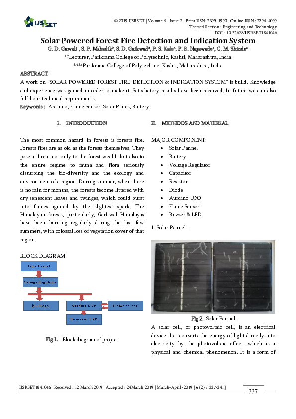 (PDF) Solar Powered Forest Fire Detection and Indication System