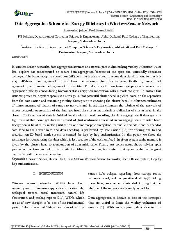 (PDF) Data Aggregation Scheme for Energy Efficiency in Wireless Sensor ...