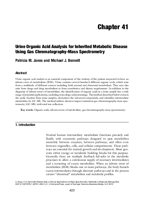 (PDF) Urine organic acid analysis for inherited metabolic disease using ...