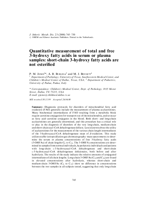 (PDF) Quantitative measurement of total and free 3-hydroxy fatty acids ...
