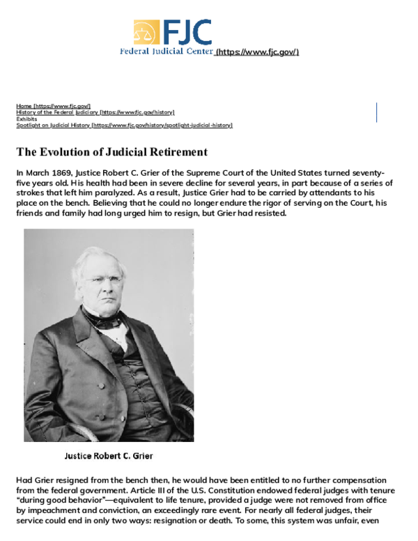 (PDF) Federal Judicial Center The Evolution of Judicial Retirement