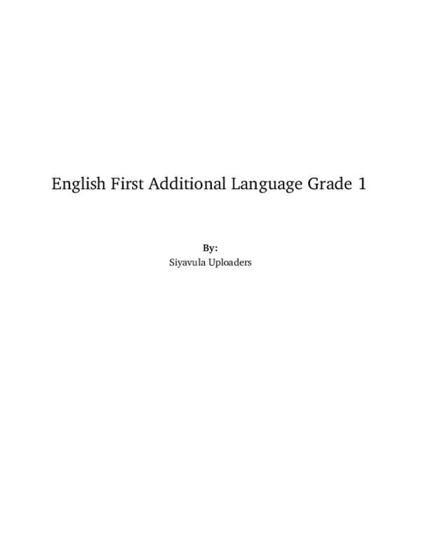 (PDF) English First Additional Language Grade 1