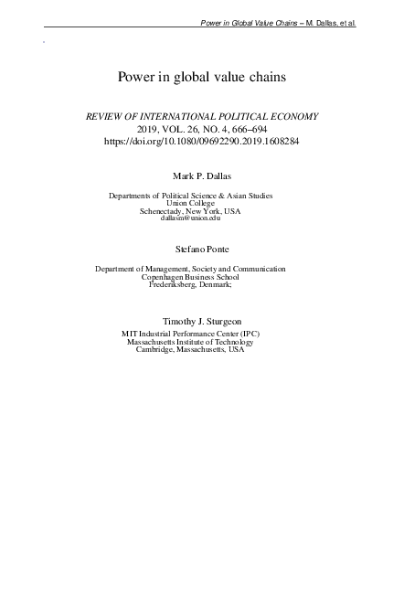 (PDF) Power in global value chains