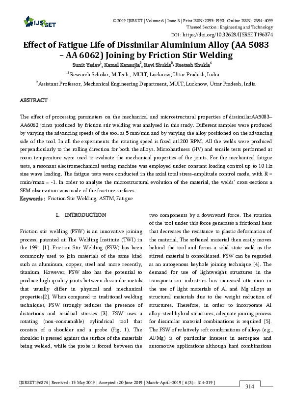 (PDF) Effect of Fatigue Life of Dissimilar Aluminium Alloy (AA 5083 ...