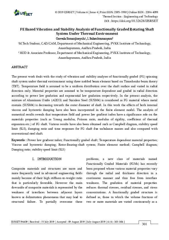 (PDF) FE Based Vibration and Stability Analysis of Functionally Graded ...