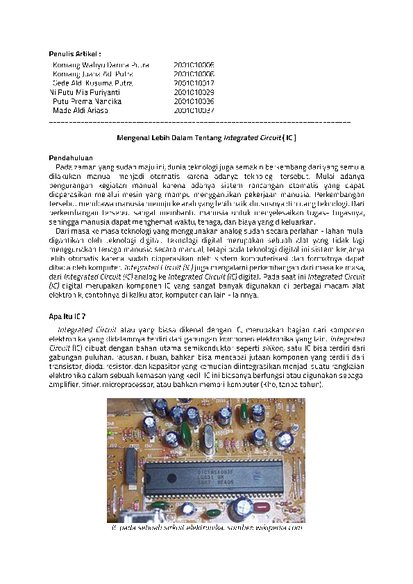 (PDF) Mengenal Lebih Dalam Tentang Integrated Circuit (IC)
