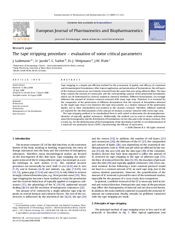 (PDF) The tape stripping procedure evaluation of some critical