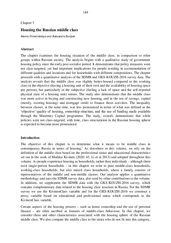 (PDF) Housing the Russian middle class
