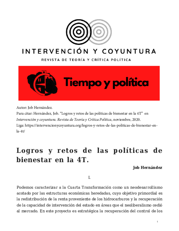(PDF) Logros y retos de las politicas de bienestar en la 4T