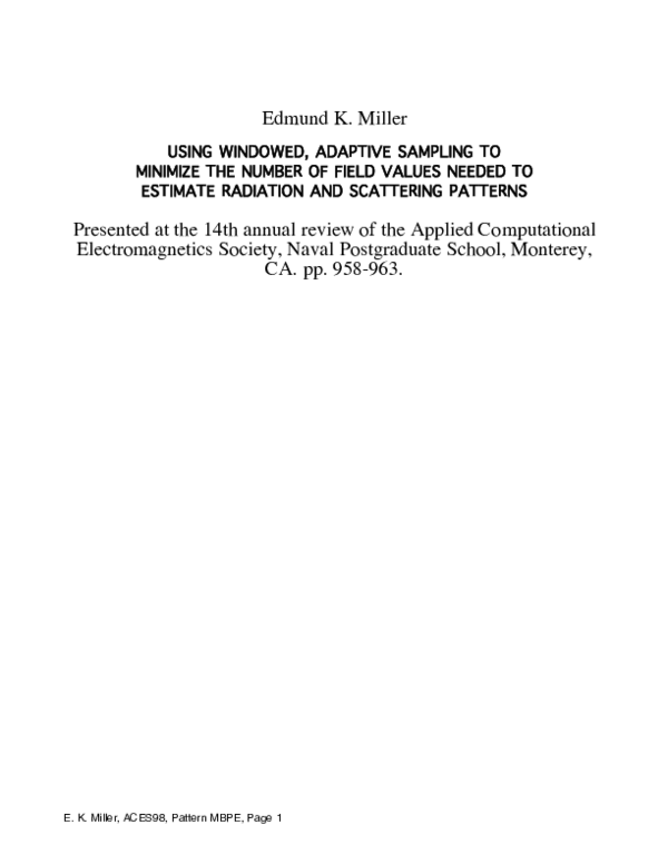 (PDF) Adaptive Sampling-USING WINDOWED SAMPLING TO MINIMIZE THE NUMBER ...