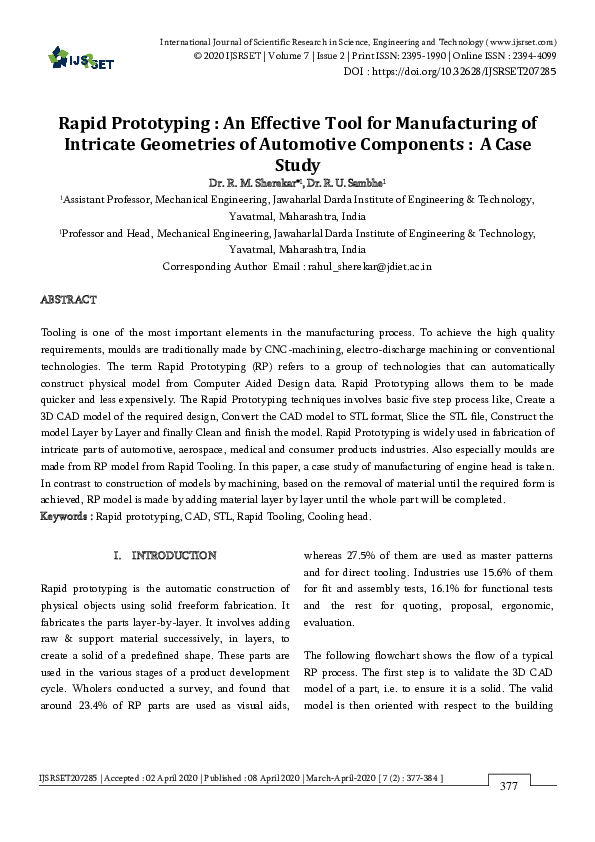 (PDF) Rapid Prototyping : An Effective Tool for Manufacturing of ...