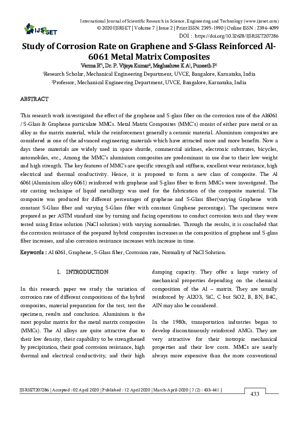 (PDF) Study of Corrosion Rate on Graphene and S-Glass Reinforced Al ...