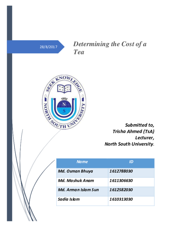 (PDF) Determining the Cost of a Tea