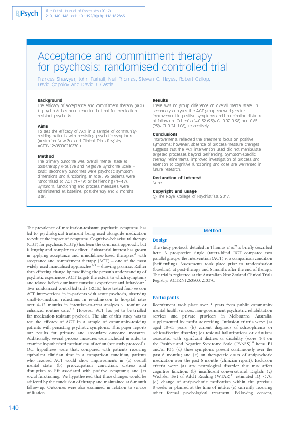 (PDF) A randomised controlled trial of acceptance and commitment ...