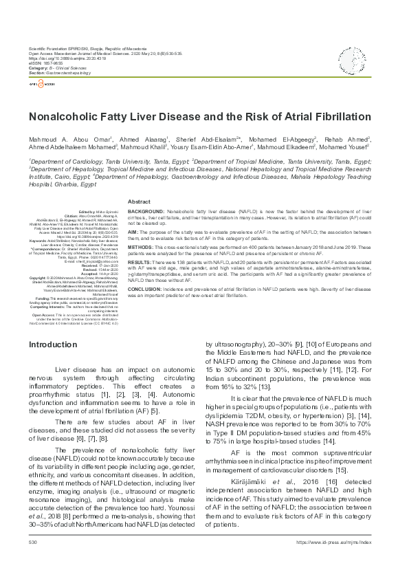 (PDF) Nonalcoholic Fatty Liver Disease and the Risk of Atrial Fibrillation