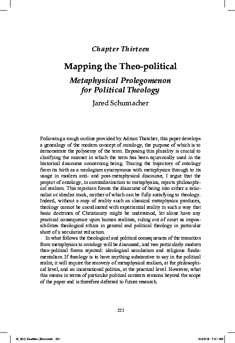 (PDF) Mapping the Theo-political Metaphysical Prolegomenon for ...