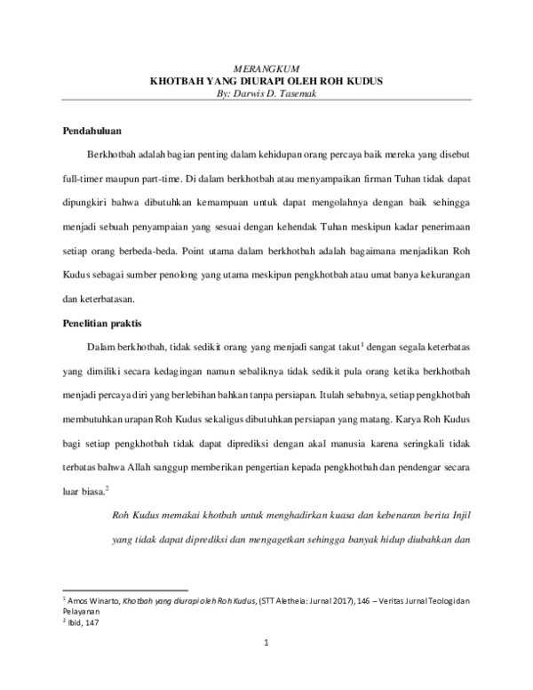 (PDF) MERANGKUM KHOTBAH YANG DIURAPI OLEH ROH KUDUS