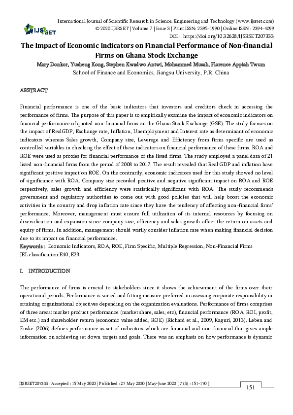 (PDF) The Impact of Economic Indicators on Financial Performance of Non ...