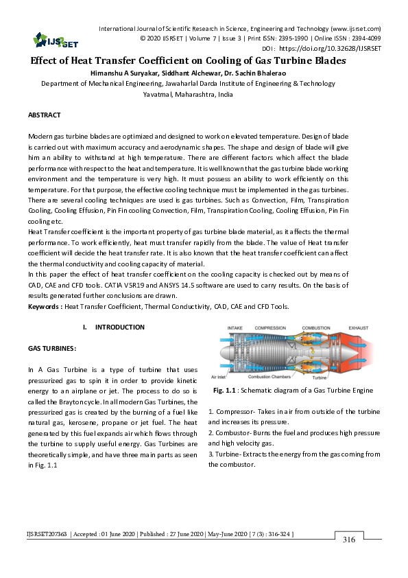 (PDF) Effect of Heat Transfer Coefficient on Cooling of Gas Turbine Blades