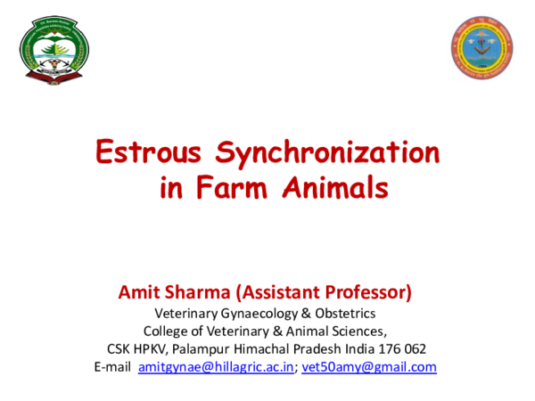 (PDF) Estrous Synchronization in Farm Animals