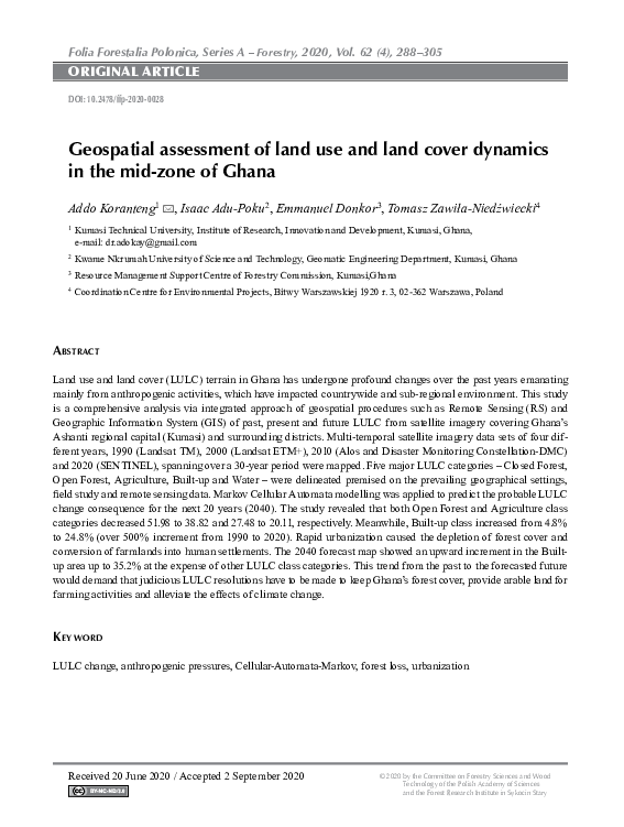 (PDF) Geospatial assessment of land use and land cover dynamics in the ...