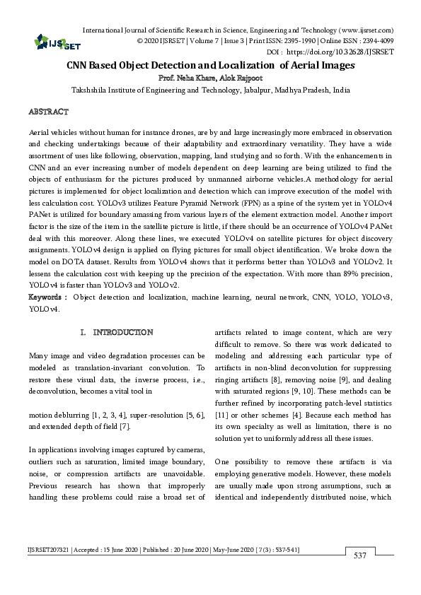 (PDF) CNN Based Object Detection and Localization of Aerial Images