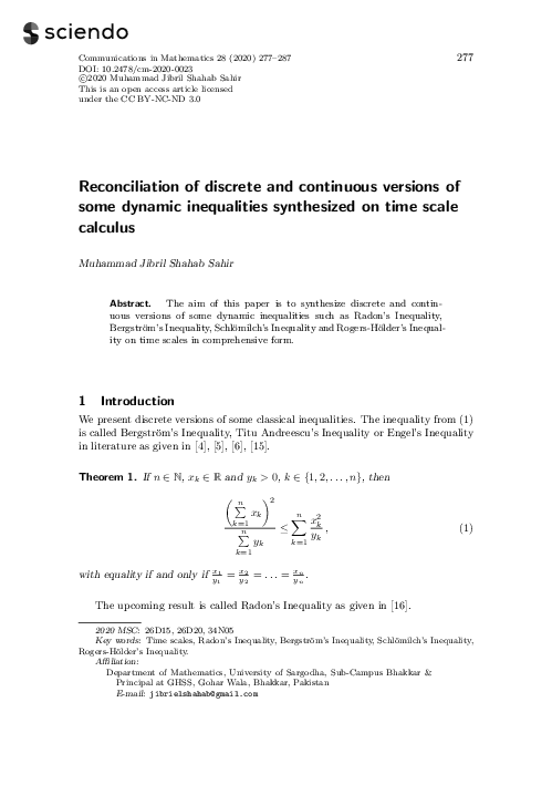 (PDF) Reconciliation of discrete and continuous versions of some ...